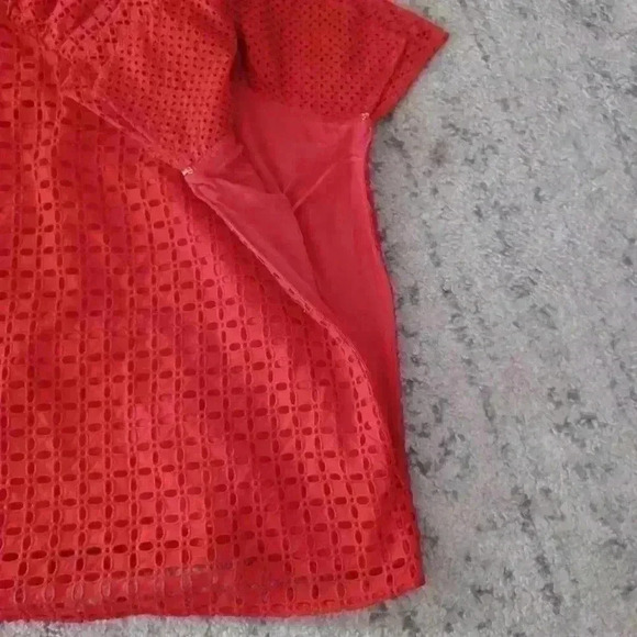 J Crew Women's Red Orange One Shoulder Ruffled Eyelit Top 2 - Picture 9 of 13